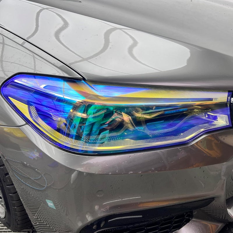 LZLRUN 12 by 48 inches Self Adhesive Auto Car Tint Chrome Chameleon Headlight Taillight Fog Light Vinyl Smoke Film Sheet Sticker Cover (Chameleon Transparent) - Image 3